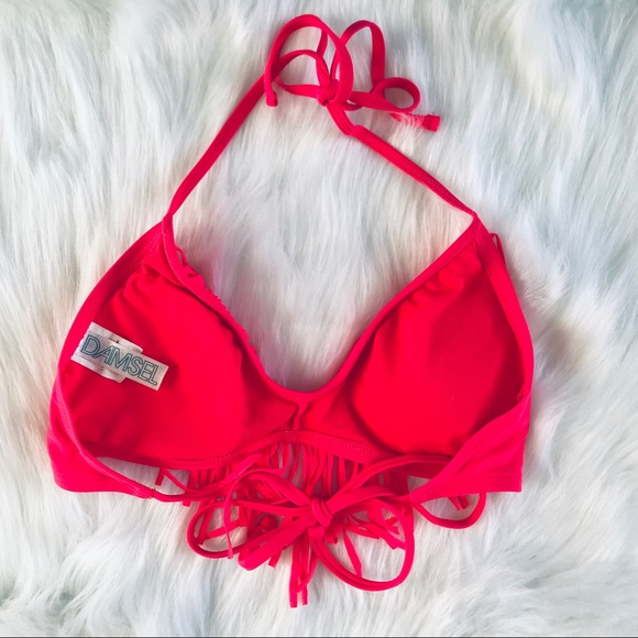 ｄａｍｓｅｌ  ｆｒｉｎｇｅ  ｃｏｒａｌ  ｂｉｋｉｎｉ  ｔｏｐ - Picture 4 of 6